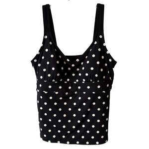 Lands'‎ End Women's Black and White Polka Dot Tankini Top in Size 10